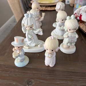 Precious Moments Porcelain Figurines Multicolor Lot of 8 Vintage 1980-2000